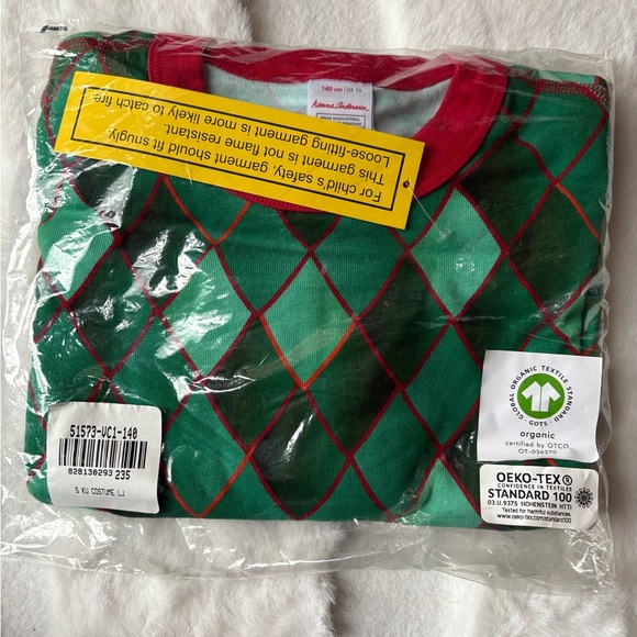 Hanna Andersson Organic Cotton Long John Pajama Set - Dragon Scales Sz 10 - Picture 2 of 4